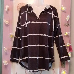 Ours (S) Hooded Lightweight Long Sleeve V-Neck